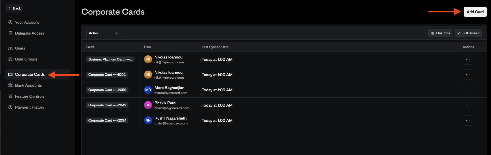 Managing Corporate Cards as an Admin