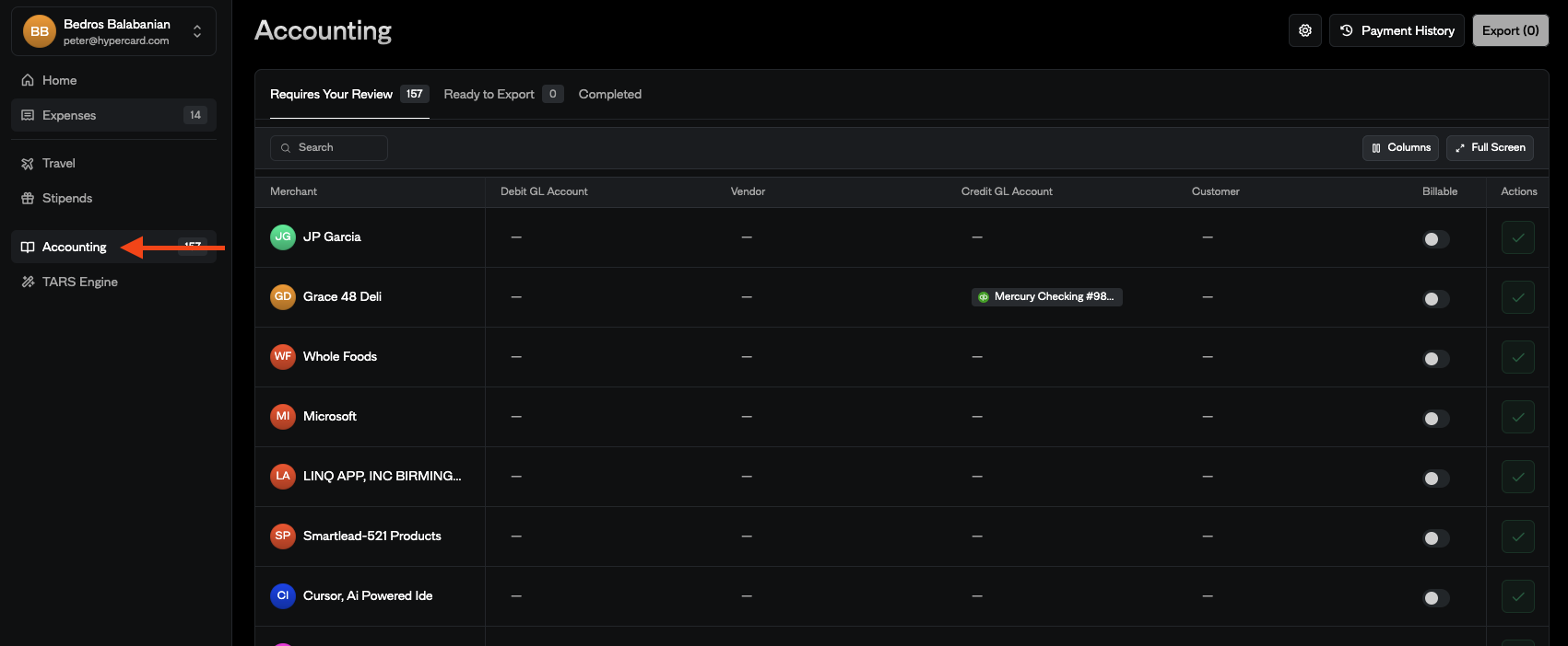 Accessing The Accounting Section