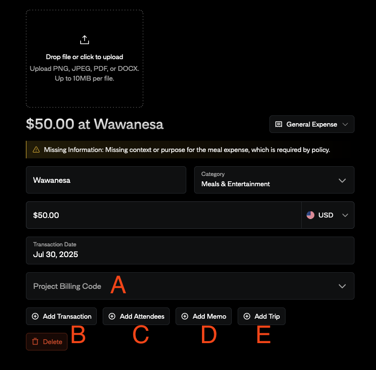 Editing Draft Expenses