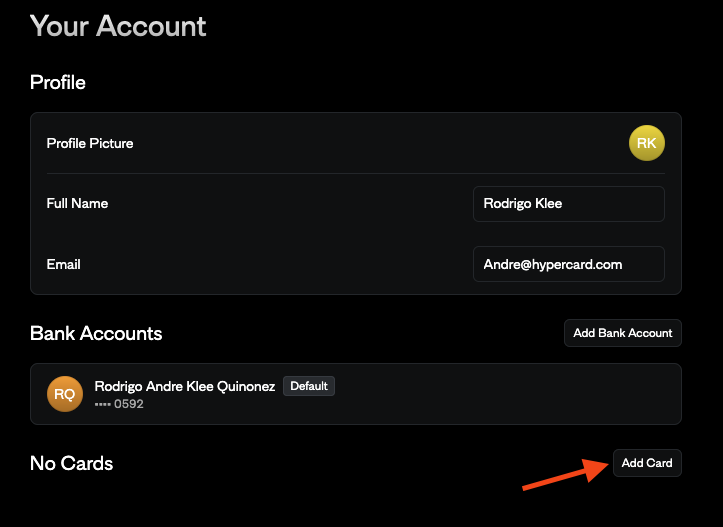 Add Your Personal Credit Card to Hyper