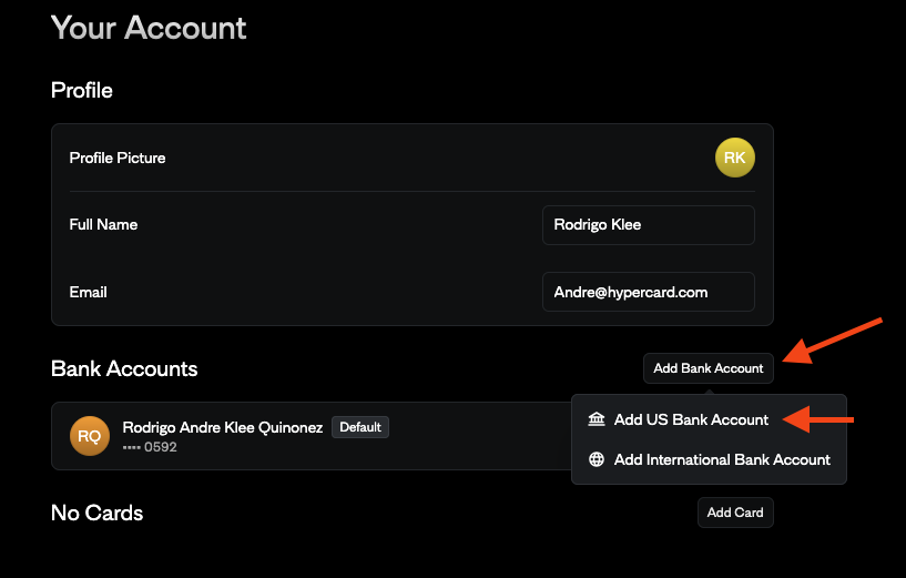 Adding a US Bank Account to Hyper