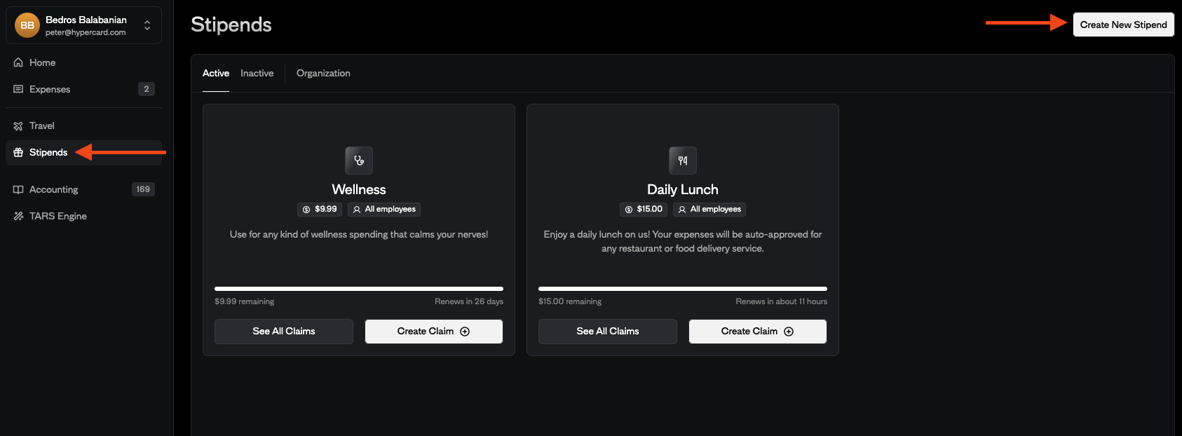 Accessing Stipend Policies as an Admin